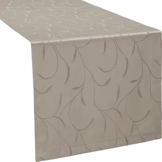 Erwin Müller Tischwäsche, Tischläufer Uni, Remscheid Taupe Größe 40x130 cm - hochwertige Qualität mit Fleckschutz ausgerüstet und Kuvertsaum, Rankenmuster (weitere Farben, Größen)