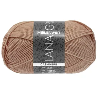 LANA GROSSA MEILENWEIT 50 g CASHMERE Häkelwolle, 210 m (weiche 4-fach Sockenwolle mit Kaschmir-Anteil), 50 g beige