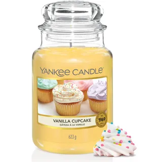 Yankee Candle Duftkerze im Glas (groß) | Vanilla Cupcake | Kerze mit langer Brenndauer bis zu 150 Stunden | Perfekte Geschenke für Frauen