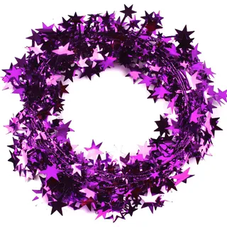 Wambere 1 Stück Weihnachtsdeko Girlande Lametta Girlande 7,5m je Stück,Kleine Sterne Girlande Weihnachten Draht mit Sternen Deko,für Weihnachtsbaum Zuhause Hochzeit Party Festival Dekoration,Lila