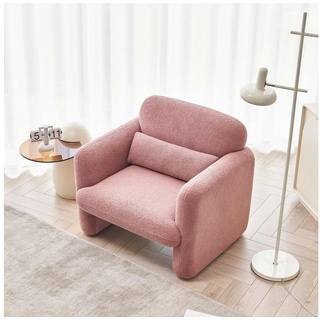 OKWISH Loungesessel Polsterstuhl Einzelsofa Sessel Schlafsessel Relaxsessel (mit beweglichem Lendenkissen, Lammwolle), Hochelastische Sitze rosa