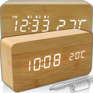 Wecker Digital Alarm Clock LED Zeit Temperatur Laut Kalender Schwarz DE DHL Reto