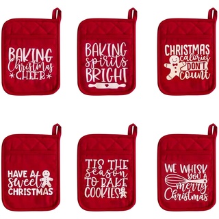 Abonda Weihnachts-Topflappen – roter lustiger Topflappen Backset Weihnachten – hitzebeständige Ofenhandschuhe für Backliebhaber