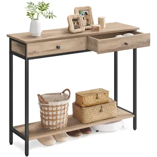 VASAGLE Konsolentisch 100x30x75 Kamelbraun-tintenschwarz