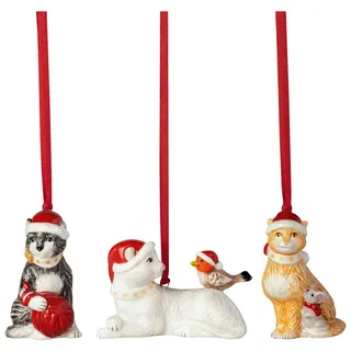Villeroy & Boch Christbaumanhänger, Mehrfarbig, Keramik, Katze, 4x7.5 cm, zum Hängen, Dekoration, Weihnachtsdekoration, Weihnachtsbaumschmuck