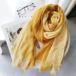 ARTQ Schals Für Damenfrühlingsmode, Baumwolle, Leinen, Damen, Seidenschals, Tücher, Blassgelb Und Kurkuma, Farbverlauf, Passende Schals, Weich, Warm, Modisch, Elegante Atmosphäre, Geschenke Für Mutt