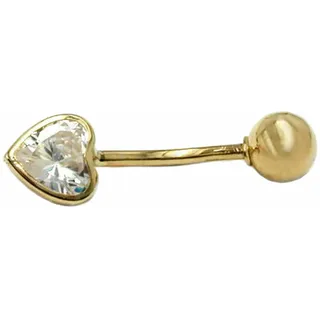 Gallay Bauchnabelpiercing Banana 20x6mm Zirkonia-Herz 14Kt GOLD