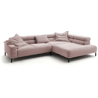 KAWOLA Ecksofa Cord 4-Sitzer Rosa