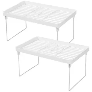 LuxusKollektion Küchenregal 2er-Set Kleines Regal Standregal Kunststoff Weiß, 2-tlg. weiß