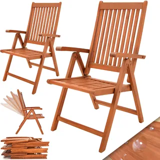 Klappstuhl 2er-Set ergonomisch verstellbar 5 Positionen Eukalyptus