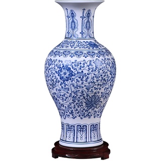 RTYHN Traditionelle Chinesische Porzellan Vase,Handgefertigte Dekorative Vase,Keramik Vasen,China Ming-Stil,Höhe 34cm