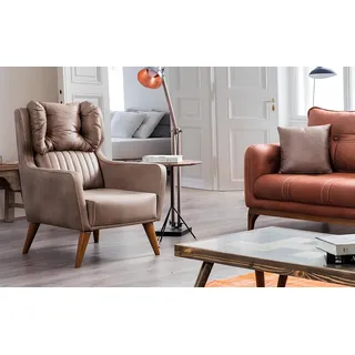 Landhaus Stil Sessel Ohrensessel Relax Fernseher Einsitzer Sofa Couch