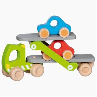 goki Spielzeug-Auto Autotransporter mit 2 Fahrzeugen, (3-tlg), Perfekt für kleine Hände bunt|grün