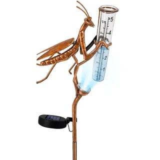 GBKDQQ Regenmesser für Garten, Gartendeko Regenmesser Frostsicher, Frostsicher mit Stab, Niederschlagsmesser H 61 cm, Regenwassermesser Glas auf Gartenstecker für Hof Deck Rasen Landschaft