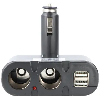 AccuCell KFZ-Adapter Verteiler Zigarettenanzünder Stecker auf 2x Kupplung + USB