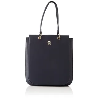 Tommy Hilfiger Damen Tote Bag Tasche TH Emblem Work Tote mit Reißverschluss, Blau (Space Blue), Einheitsgröße - Einheitsgröße