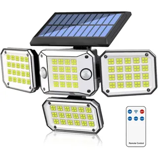 yozhiqu LED Solarleuchte Solarstrahler mit Bewegungsmelder, 3 Beleuchtungsmodi, Einfache Installation, keine Kabel erforderlich, Fernbedienung