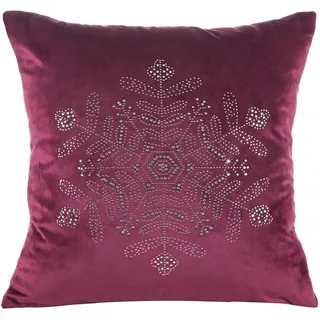 Eurofirany Kissenbezüge Kissenhüllen Velvet Samt Couchkissenbezüge Sofakissenbezüge Weihnachten Steinchen Christmas Schneeflocken Dekorationskissen Doppelpack 2er Set Kopfkissenbezüge Dekokissen