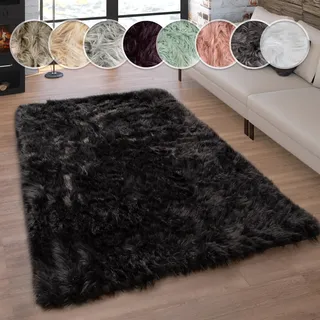 Paco Home Kunstfell Fellteppich Imitat Sitzkissen Herzform Rund Verschiedene Formen schwarz,