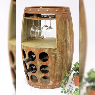 DanDiBo Weinregal Holz Weinfass Braun 70 cm 1681 Bar Flaschenregal Flaschenständer Fass Holzfass