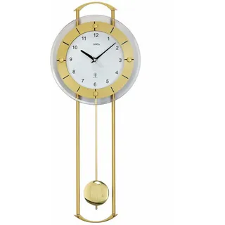AMS 5255 Wand Funk Pendeluhr mit rundem Ziffernblatt Messing lackiert Metallpendel Funkwerk
