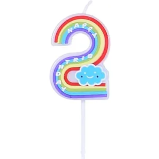 Regenbogen-geburtstagskerze Mit Der Zahl „2“