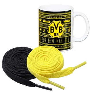 BVB Tasse Weihnachten + 2 Paar Fan-Schnürsenkel