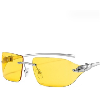 Juoungle Sonnenbrille Retro Mode Rahmenlose Sonnenbrille für Damen Herren gelb