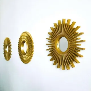 3-teiliges Wandspiegel-set, Runder Spiegel Für Die Wanddekoration In Wohnzimmer Und Schlafzimmer, Sonnenstrahl-spiegel, Wandbehang, Originelles Geschenk Für Frauen Und Mütter, Goldener Spiegel Zur Dek