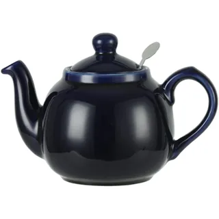 London Pottery Farmhouse Keramik-Teekanne für 4 Tassen, mit abnehmbarem Teesieb und Deckel, große Teekanne mit feinmaschigem Edelstahlsieb, 1200 ml Teekanne für losen Tee oder Beutel (Kobaltblau)