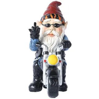 Kabxhueo Lustig Gartenzwerg Gartenzwerg Motorrad Zwerge für den Garten, Zwerg Gartenfiguren aus Kunstharz Gartenwichtel, Gartendeko Zwerg, Dekoration für die Terasse, Deko für den Balkon