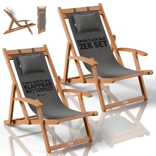 Juskys Sonnenliege Tavira 110 x 60 x 110 cm dunkelgrau 2 St.