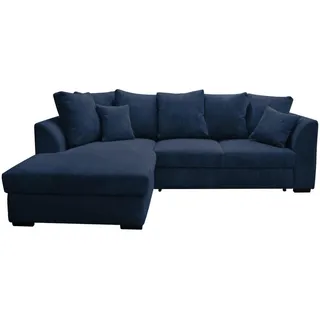 Cantus Ecksofa, Dunkelblau, Kunststoff, 3-Sitzer, Füllung: Schaumstoff, Ottomane links, L-Form, 259x174 cm, Stoffauswahl, seitenverkehrt erhältlich, Hocker Rücken echt, Wohnzimmer, Sofas & Couches, Wohnlandschaften, Ecksofas