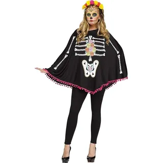 Fun World Damen-Skelett-Poncho, Multi, Standard
