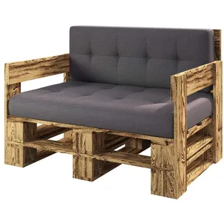 sunnypillow Palettenmöbel Gartenmöbel Set aus Holz Indoor/Outdoor - Europaletten Möbel Sitzkissen für Balkon Terrasse Garten (geflammt Sofa 120 x 80 cm Höhe : 30 cm)
