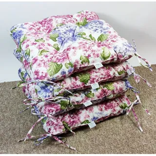 Rattani Sitzkissen Set 4x Stuhlkissen/Sitzkissen Klara 42 x 42 x 8 cm Landhaus Leben