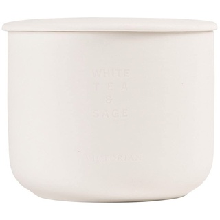Victorian Ceramics Duftkerze aus Keramik mit der Duftnote Weißer Tee und Salbei aus Sojawachs, 45 Stunden Brenndauer, Maße: 10cm x 10cm x 9cm, 5392406202