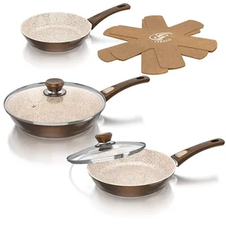 Genius 24221 Cerafit Granit , Pfannen Set , 7 Teile , 3-lagige Keramikbeschichtung