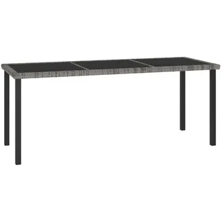 vidaXL Garten Esstisch Gartentisch Terrassentisch Balkontisch Gartenmöbel Tisch Outdoor Terrasse Grau 180x70x73cm Poly Rattan Stahl Glas