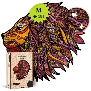 MagicHolz Puzzle König des Dschungels Löwe Holzpuzzle (2D), 537 Puzzleteile braun 47 cm x 47 cm