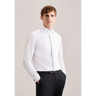 Seidensticker Smokinghemd SEIDENSTICKER "Schwarze Rose", Herren, Gr. L (42), normale Ärmellängen, weiß, 100% Baumwolle, unifarben, tailored fit, Doppelmanschette, Hemden, Gala Uni