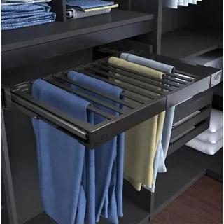 FMBLDM Hosenauszug für Kleiderschrank, Stretch-Hosenständer, Ausziehbarer Hosenständer aus Metall, Versteckte Kleiderstange im Waschmaschinenschrank, Platzsparend mit Herausnehmbar Black,60-85cm