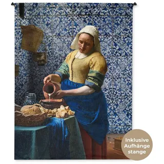 MuchoWow Wandteppich Milchmädchen - Delfter Blau - Vermeer - Gemälde - Alte Meister, Rechteckig, Höhe: 3 mm, Wandtuch für Wohnzimmer, Schlafzimmer, 150x200 cm bunt 150 cm x 200 cm x 3 mm