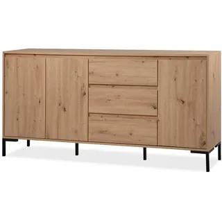 furn.design Sideboard Bastia 170 x 87 x 40 cm Eiche Artisan / Schwarz