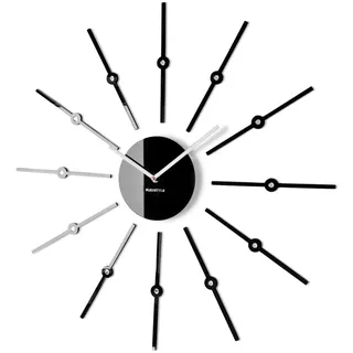 FLEXISTYLE Moderne Wanduhr DIY Shiny Sticks groß 60cm, still, schwarz, Wohnzimmer, Schlafzimmer