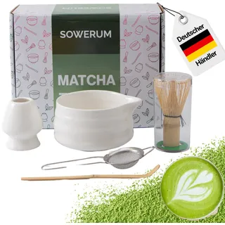 Matcha Set Weiß Premium Set 5 teilig Geschenk Matscha Matchaschale Matchabesen