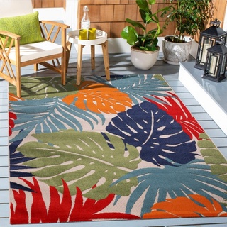 Teppich Floral, Sanat, rechteckig, Höhe: 6 mm, In- und Outdoor geeignet, florales Design, Balkon, Terasse bunt 140 cm x 200 cm x 6 mm