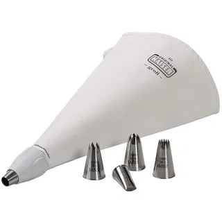 ORIGINAL KAISER Kaiser Backformen Spritzbeutel Spritzbeutel Set, 7-teilig, wiederverwendbar, groß mit Tüllen (Set, 7-tlg) Mit Adapter, 5 Spritztüllen, Schneidehilfslinie weiß
