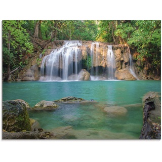 Glasbild ARTLAND "Wasserfall im Wald National Park" Bilder Gr. B/H: 60 cm x 45 cm, Gewässer, 1 St., grün Glasbilder