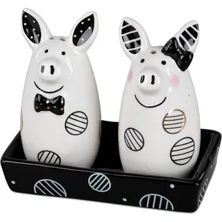 formano Gewürzstreuer-Set mit Schweinchen-Design - Salz- und Pfefferstreuer Schweinchen aus Keramik - für ein lustiges Frühstück